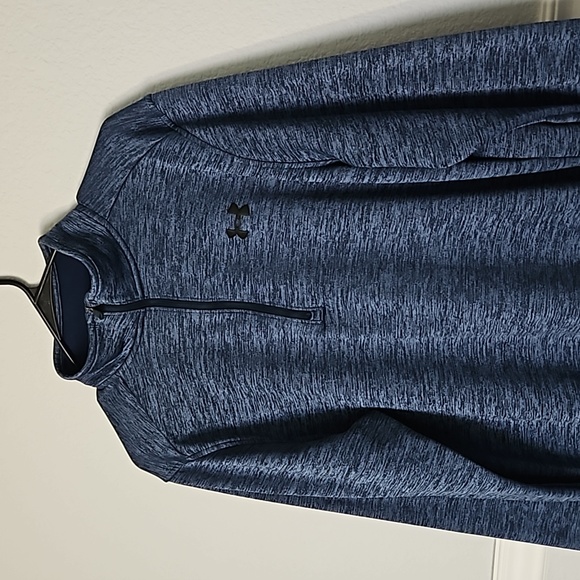 Under Armour Men's Fleece Sweater 1/2 Zip Long Sleeve Mock Neck Academy Blue L - Picture 2 of 9